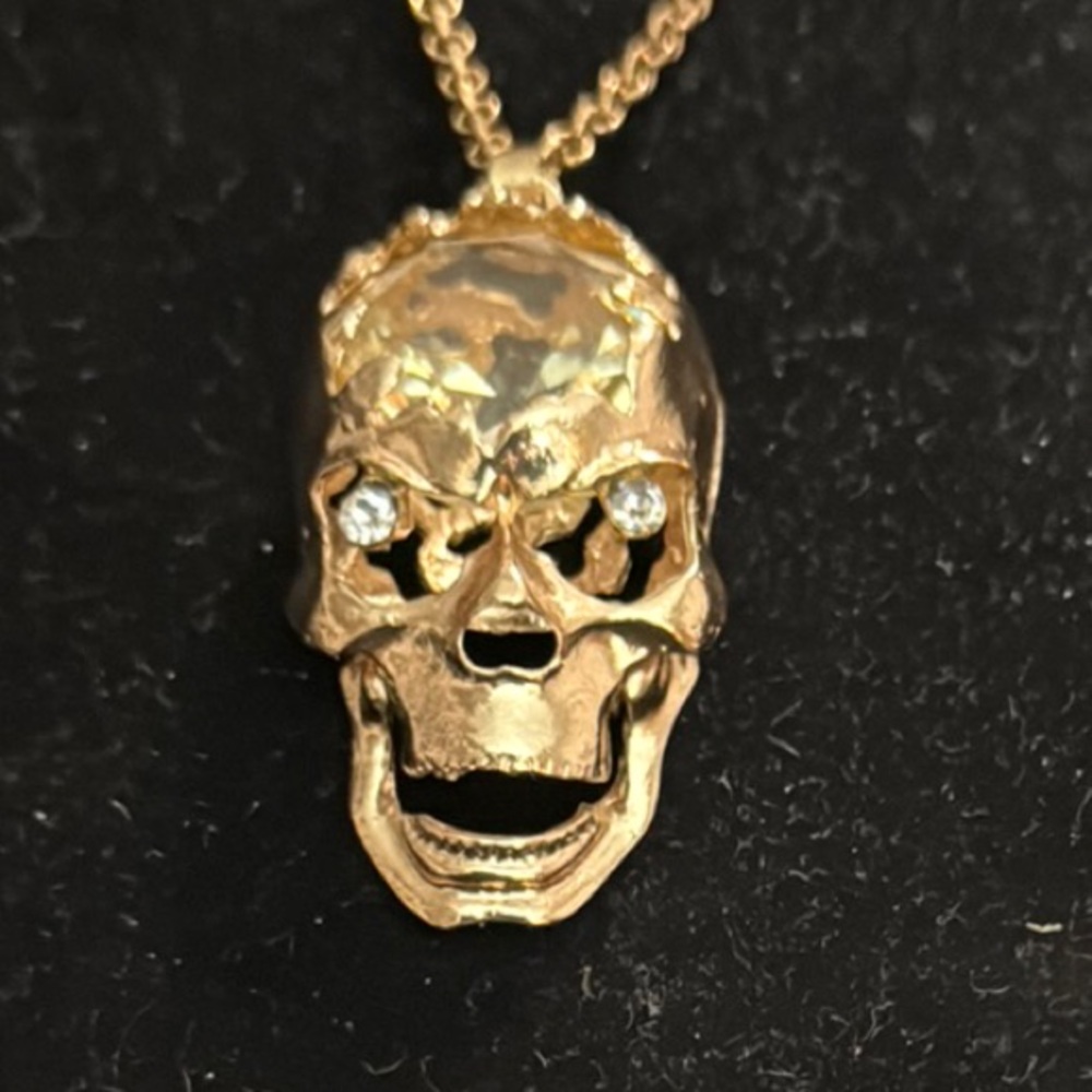 Gold Skull Pendant Necklace